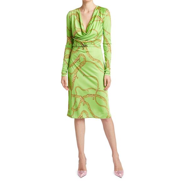 Versace Jersey Cowl Chain Link Dress IT40/US4 $2075 - Picture 1 of 13